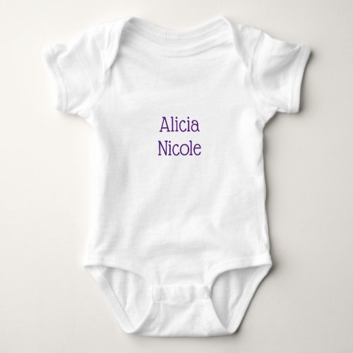 Babys Name Text in Purple Ink Baby Bodysuit