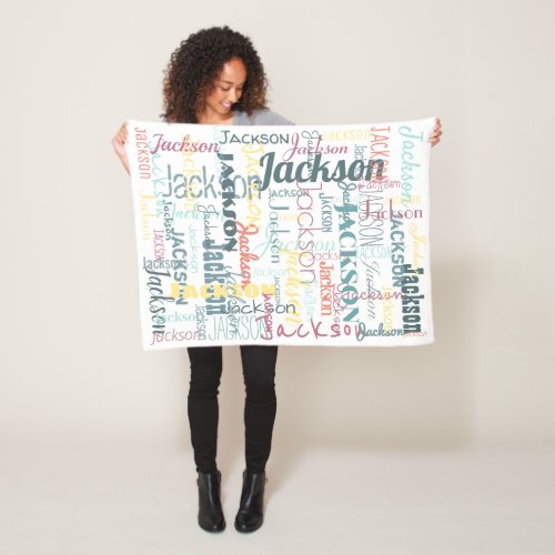 Babys Names Pattern Typography Neutral Colors Fleece Blanket