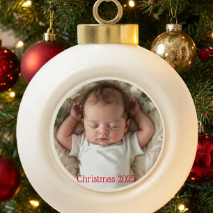  Baby's Photo First Christmas Personalize  Ceramic Ball Christmas Ornament