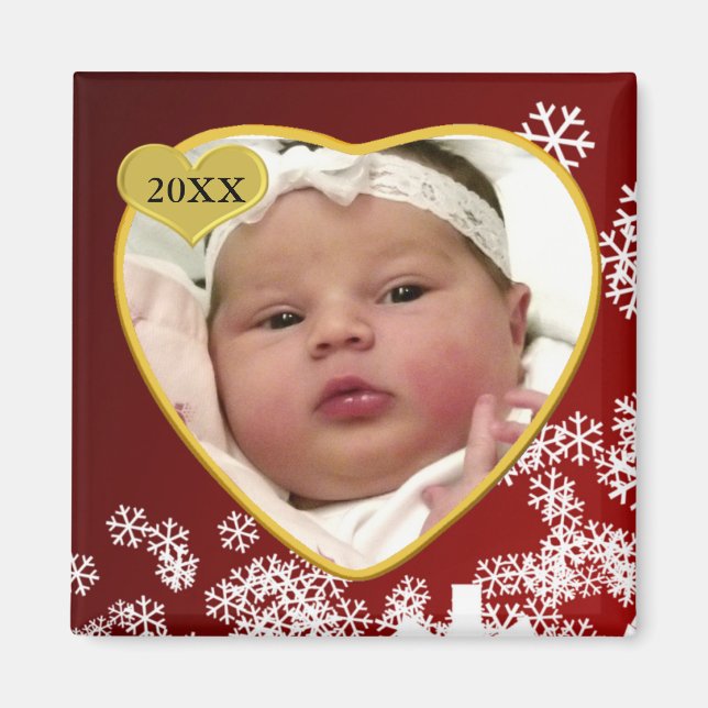 Baby's Photo Keepsake Christmas Magnet (Front)