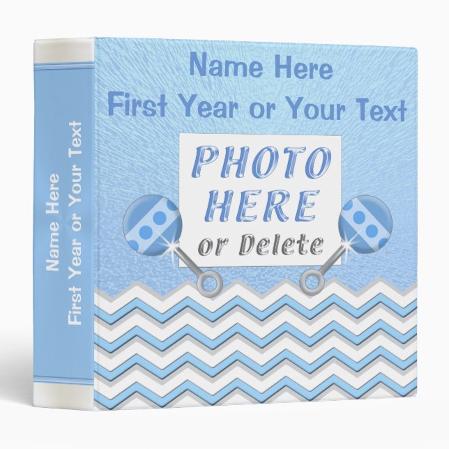 Baby's Picture and Name on Baby Photo Album Binder (Front/Spine)