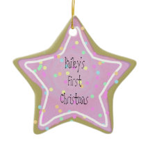 Baby's Pink Star Cookie with Sprinkles 1st -