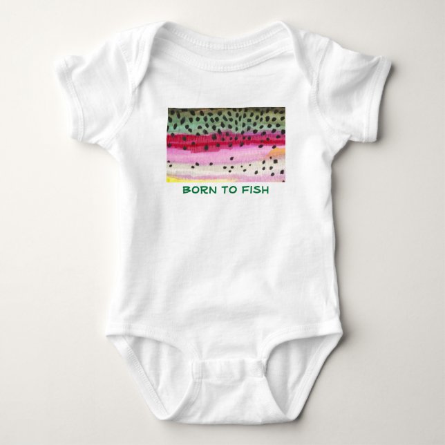 Baby's Rainbow Trout Fishing Baby Bodysuit (Front)