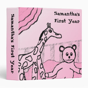 Baby's Room Pink Pers. FIRST YEAR Photo Album Binder