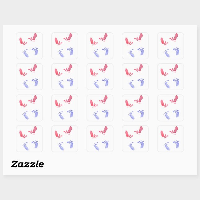 Baby's Steps by 2 Baby's Baby Feet Footprints  Square Sticker (Sheet)