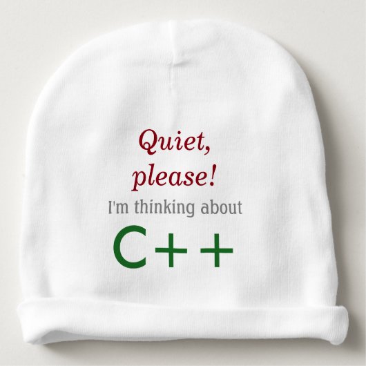 Baby's Thinking About C++ Baby Beanie (Front)