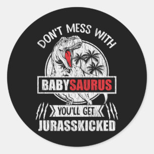 BabySaurus Funny Dinosaur Baby Family Kids Gift Classic Round Sticker