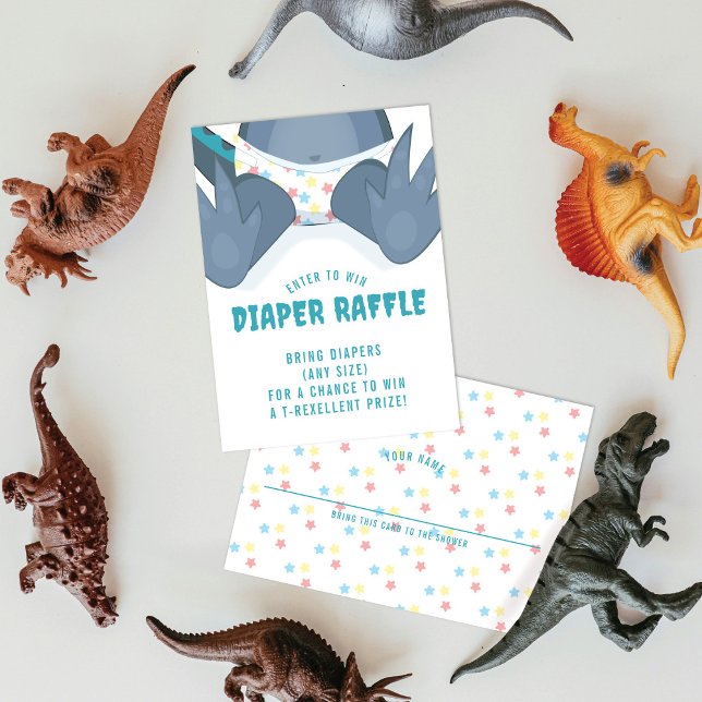 Babysaurus T-rex Blue Diaper Raffle Enclosure Card (Creator Uploaded)