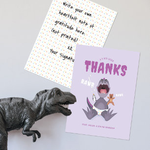 Babysaurus T-rex Purple Thank You Card