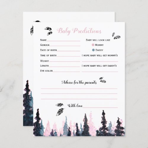 Babyshower baby predictions rustic adventure theme