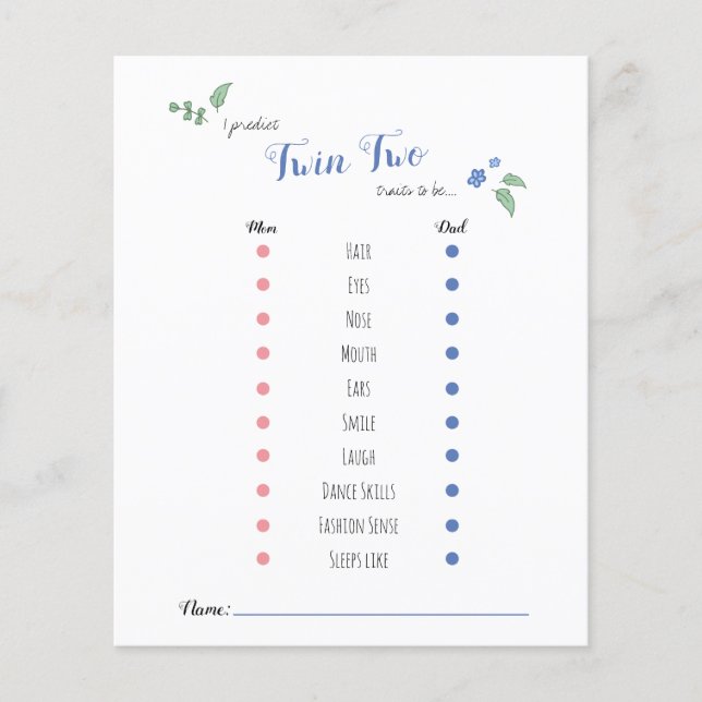 Babyshower baby predictions twin bear theme (Front)