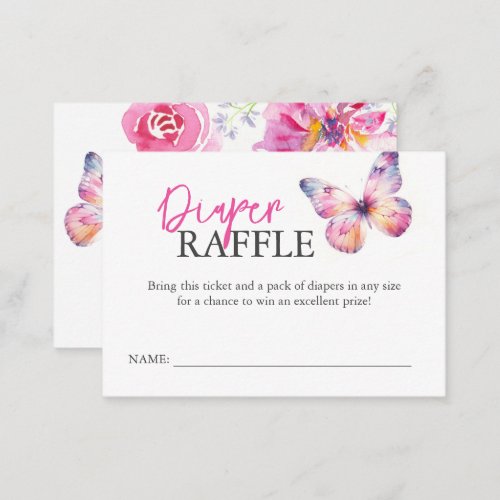 Babyshower Enclosure Cards Diaper Raffle Butterfly