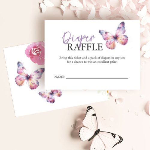 Babyshower Enclosure Cards Diaper Raffle Butterfly