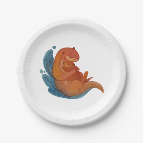 babyshower sea otter theme plates