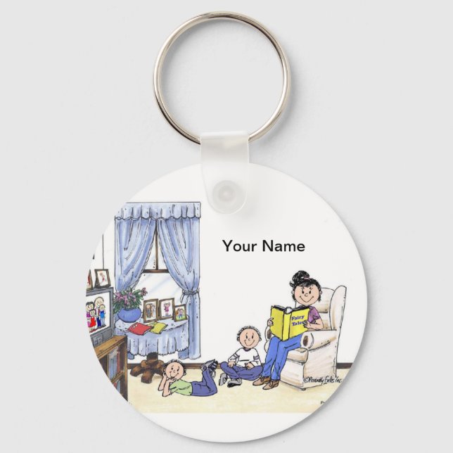 Babysitter, 2 Boys Ceramic Ornament Keychain (Front)