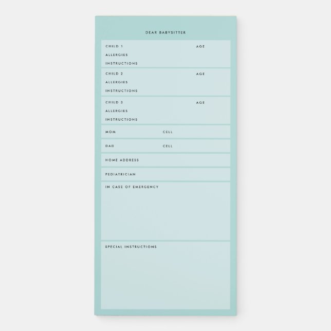 Babysitter 2 magnetic notepad (Front)