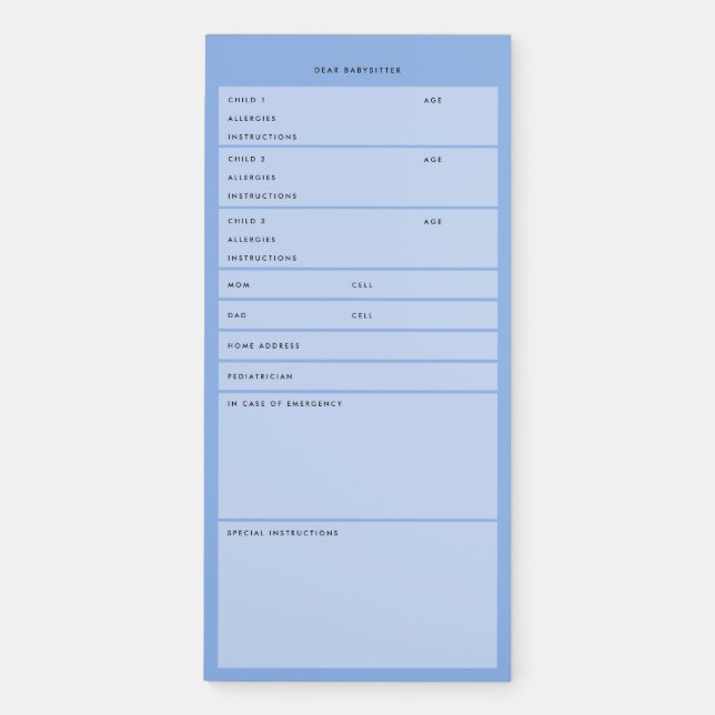 Babysitter 2 magnetic notepad (Front)