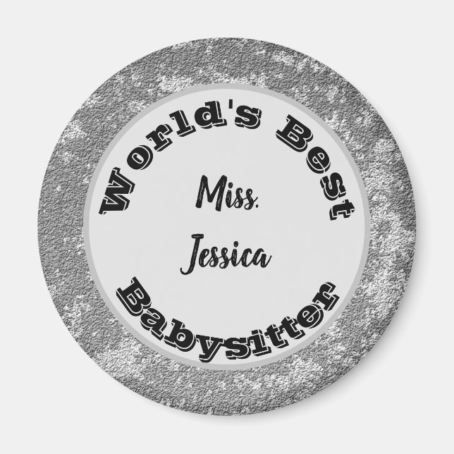 Babysitter Appreciation Marbled Silver Thank You Magnet (Front)