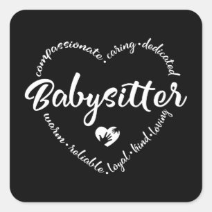 Babysitter, baby sitter, nanny, au pair square sticker