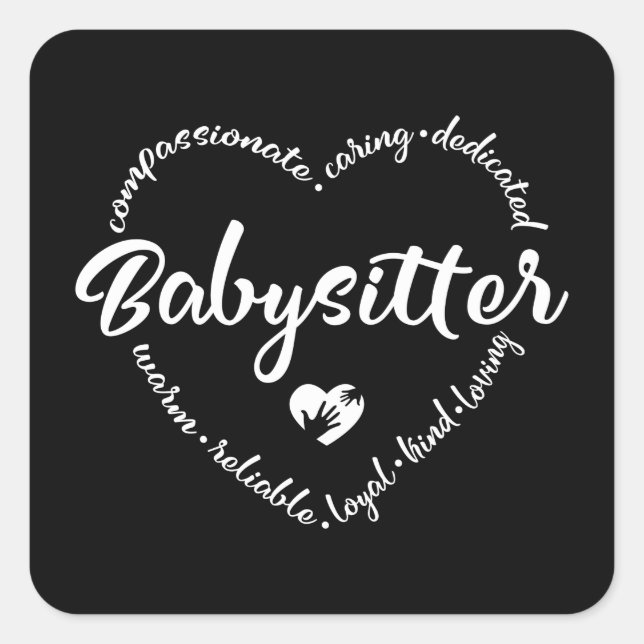 Babysitter, baby sitter, nanny, au pair square sticker (Front)