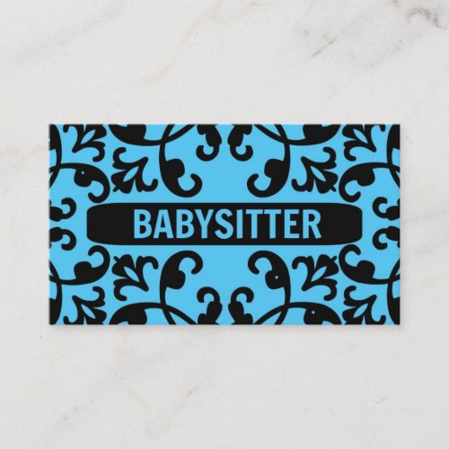 Babysitter Blue Damask Business Card