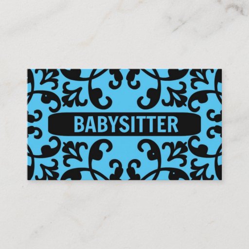 Customizable Babysitter Blue Damask Business Card