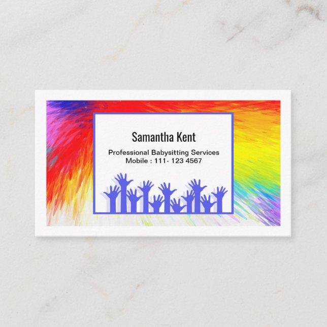 Babysitter Burst of Colors Business Card (Front)