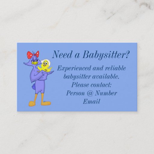 Customizable Babysitter Business Card