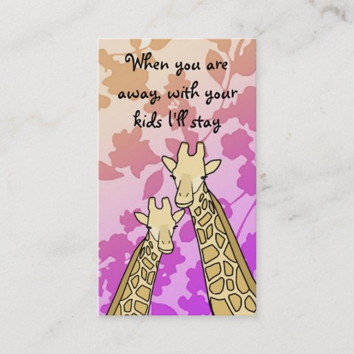 Customizable Babysitter Business Card