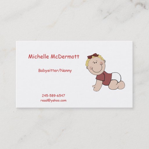 Customizable Babysitter Business Card