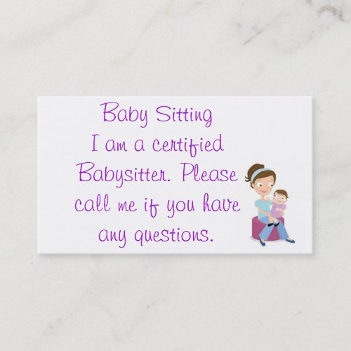 babysitter business card templates