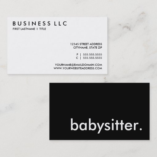 babysitter. business card | Zazzle