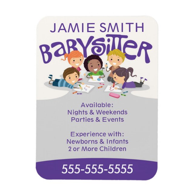Babysitter Business Card Magnet (Vertical)