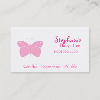 Babysitter Business Card - Pink Butterfly