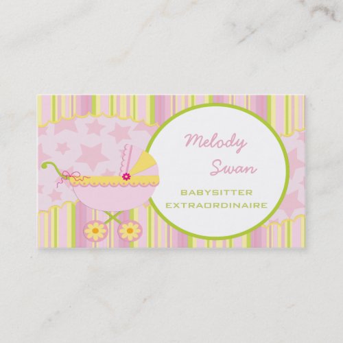 BabySitter Business Card Pink Carriage