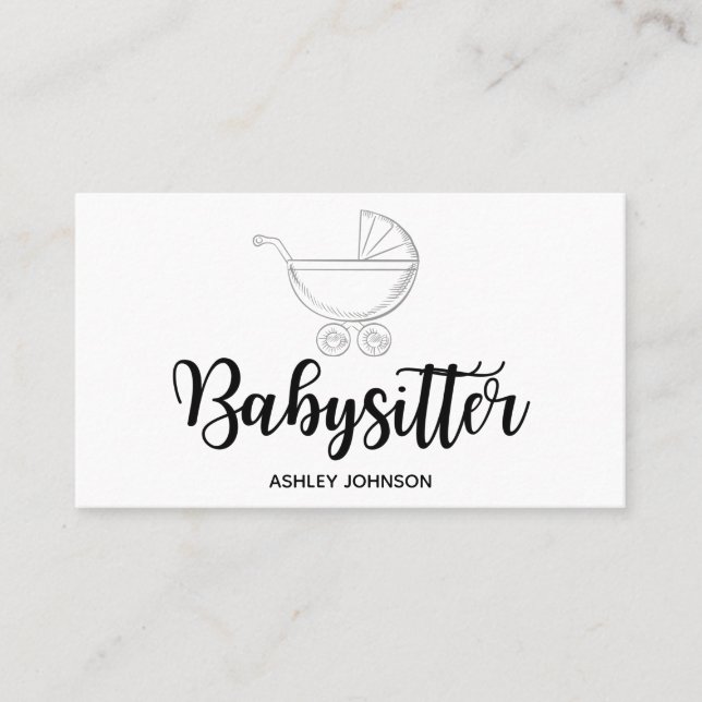 Babysitter Calligraphy Aesthetics Modern Elegant   Business Card (Front)