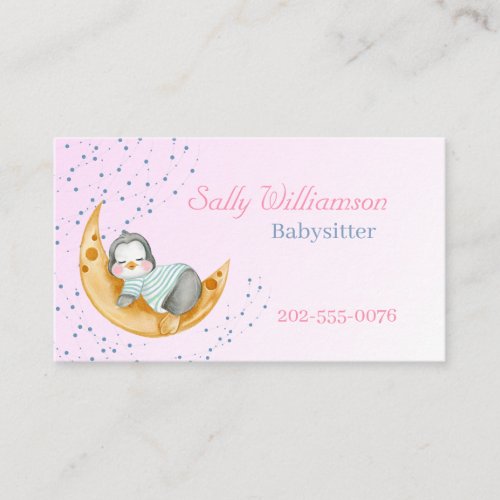 Babysitter Child Care Nanny Cute Penguin Business Card