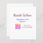 Babysitter child daycare nanny add name details q (Front/Back)