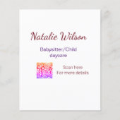 Babysitter child daycare nanny add name details q (Front)