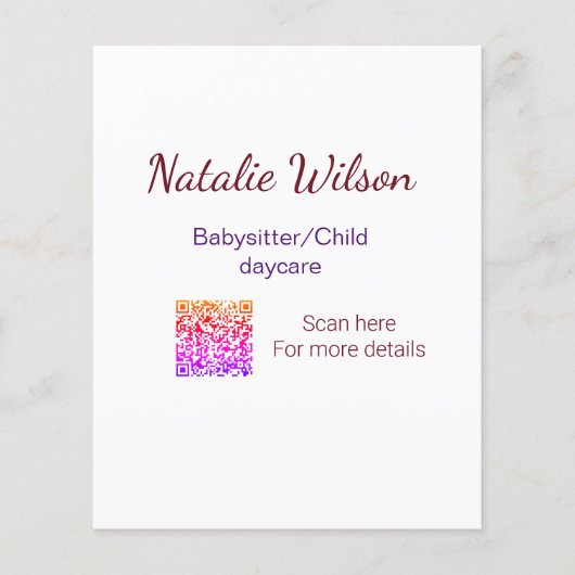 Babysitter child daycare nanny add name details q (Front)