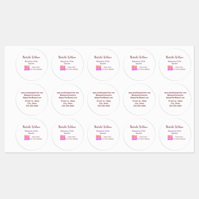 Babysitter child daycare nanny add name details q  labels (Sheet)