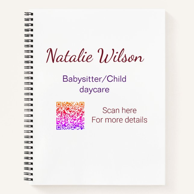 Babysitter child daycare nanny add name details q  notebook (Front)