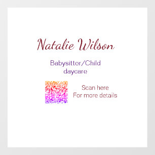 Babysitter child daycare nanny add name details q  window cling