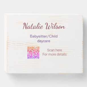 Babysitter child daycare nanny add name details q  wooden box sign