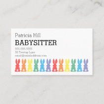 Babysitter Childcare Rainbow Bunny Silhouette Cute Business Card