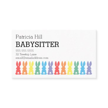 Babysitter Childcare Rainbow Bunny Silhouette Cute Business Card Babysitter Childcare Rainbow Bunny Silhouette Cute Business Card