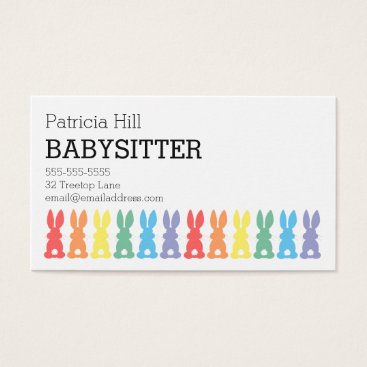 Babysitter Childcare Rainbow Bunny Silhouette Cute Business Card Babysitter Childcare Rainbow Bunny Silhouette Cute Business Card