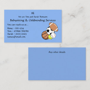 Babysitter, Childminder Contact Business Card