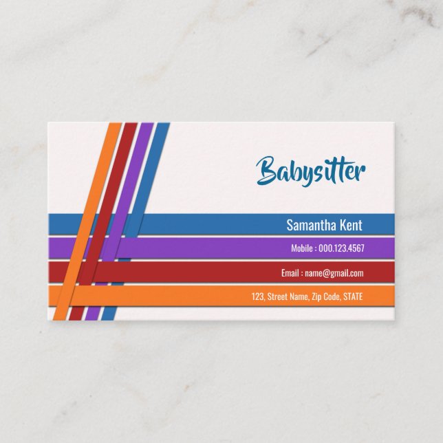 Babysitter Colorful Crisscross Signs Business Card (Front)