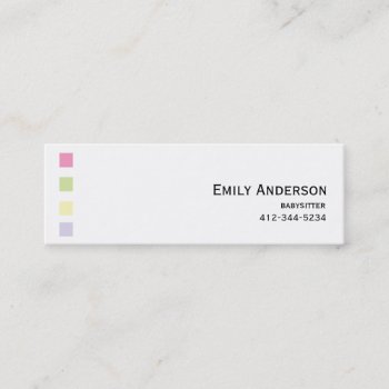 Babysitter Colorful Squares Business Card by RossiCards at Zazzle